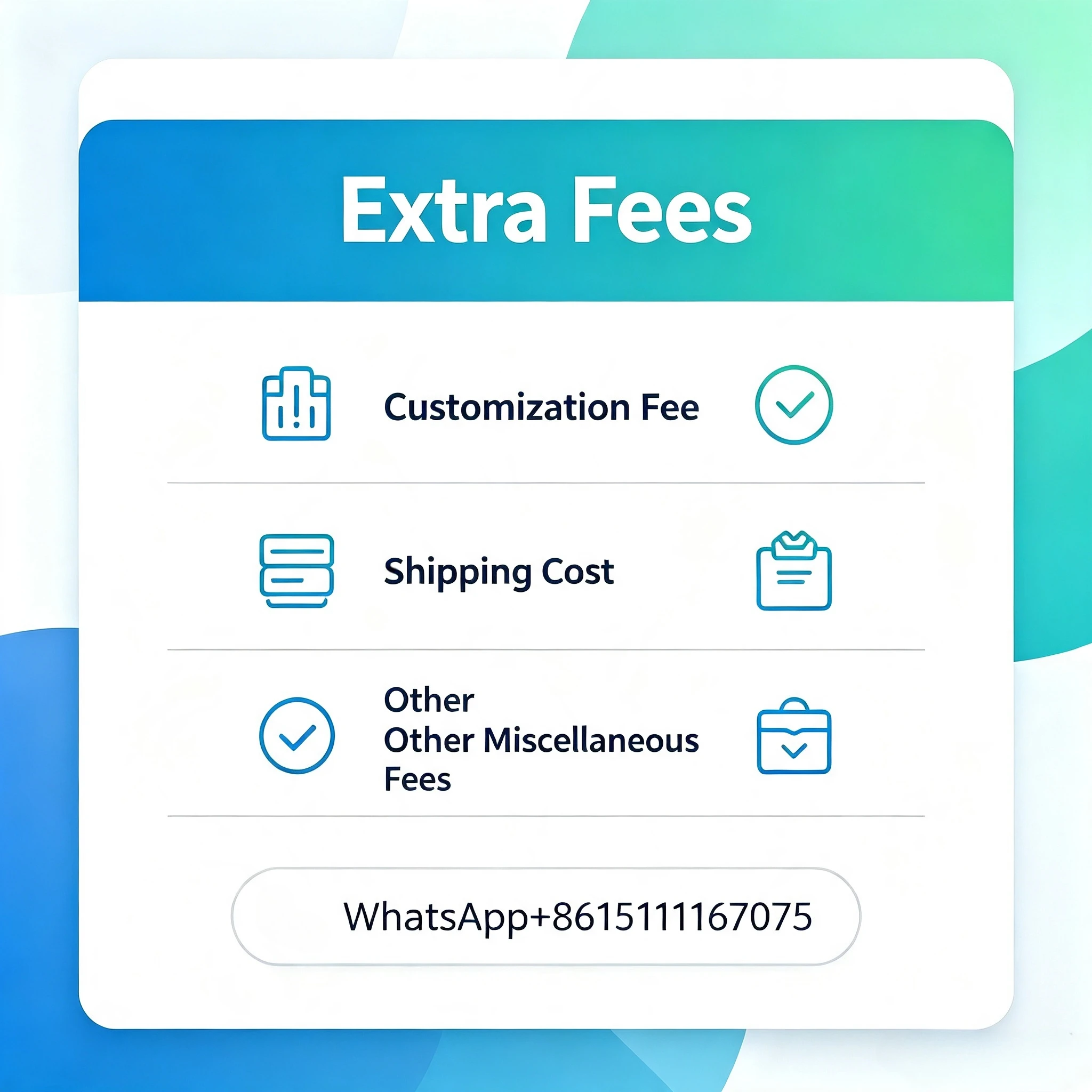 Extra fees only cover customization fee, shipping cost and other miscellaneous fees. 7075