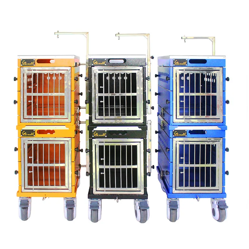 Eco-friendly Aluminum Four-wheel Folding Outdoor Dog Competition Pet Trolley with Car Compatibility Beauty Table & Boom