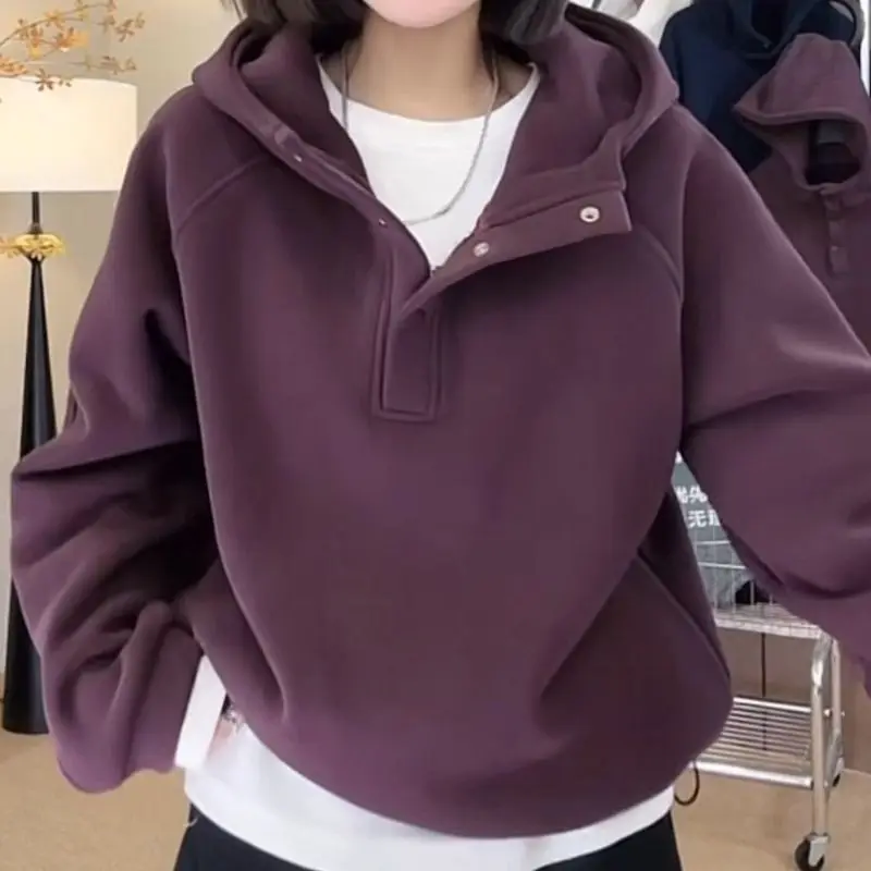 Hooded Cute Hoodies Himegyaru Woman Long Sleeve Estampada Divertida Stitched Youthful Popluar Semi-Zipper Autumn-Winter Y2K