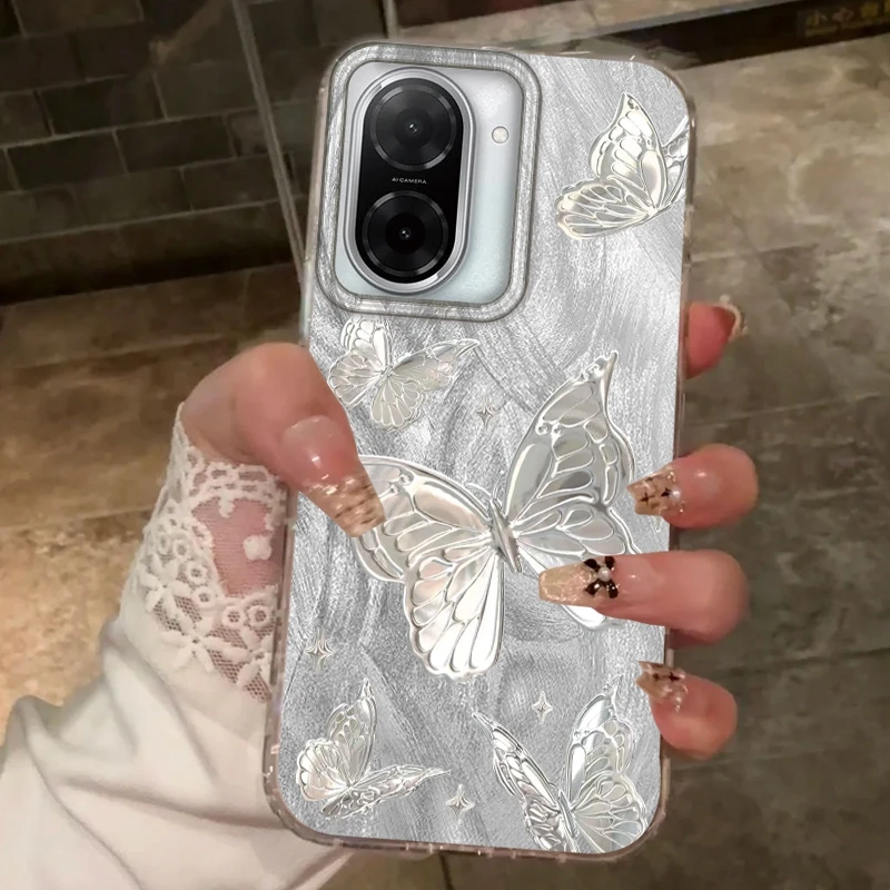 샤오미 레드미 14C 13C 10 9A 9C 노트 14 13 12 11 10S 9 8 Pro Plus A5 A4 A3 A2 A1용 고급 나비 소녀 여성 케이스