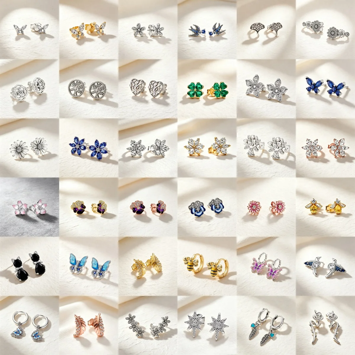 Pendientes de Plata de Ley 925 con Forma de Mariposa, Flor, Abeja, Hoja de Lila y Circonita, Ideales para Uso Diario como Joyería para Mujer, Regalos para Fiestas