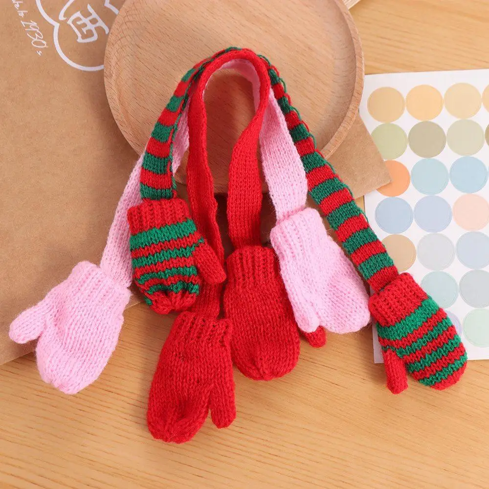 

Cute Neck Scarf 1:12 Doll Clothes Soft Pretend Play Doll Scarf with Gloves Simulation Mini Dolls Hat Playing House