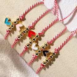 Go2boho 2024 Martis Elegant Jewelry 18k Gold Plated Bead Copper Heart Pendant Greek March Bracelet For Women New Year Gifts