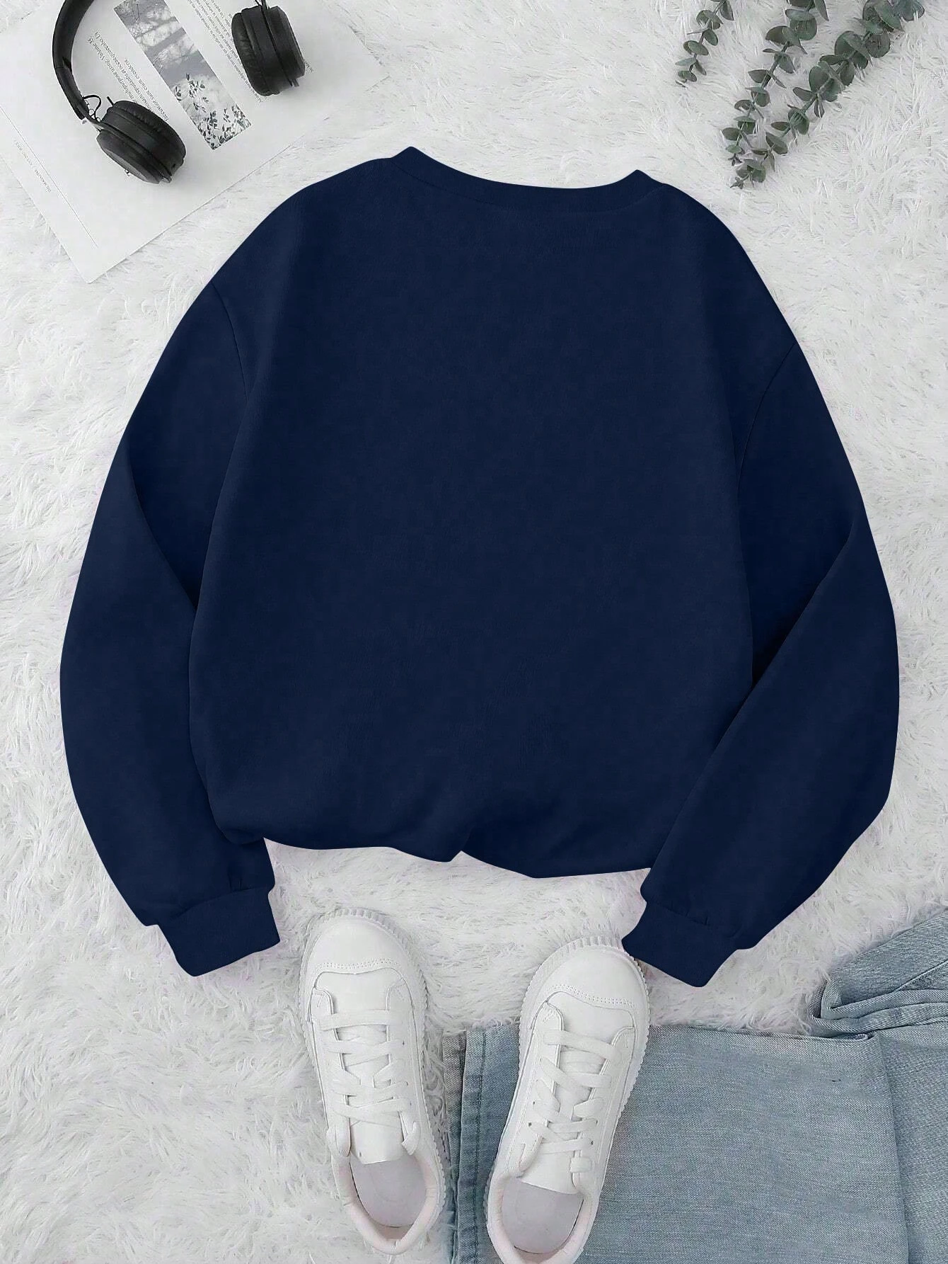 Kalifornisches Bärenmuster, locker geschnittenes Sweatshirt mit Rundhalsausschnitt und langen Ärmeln für Damen, lässig für den Frühling. – Detail 7