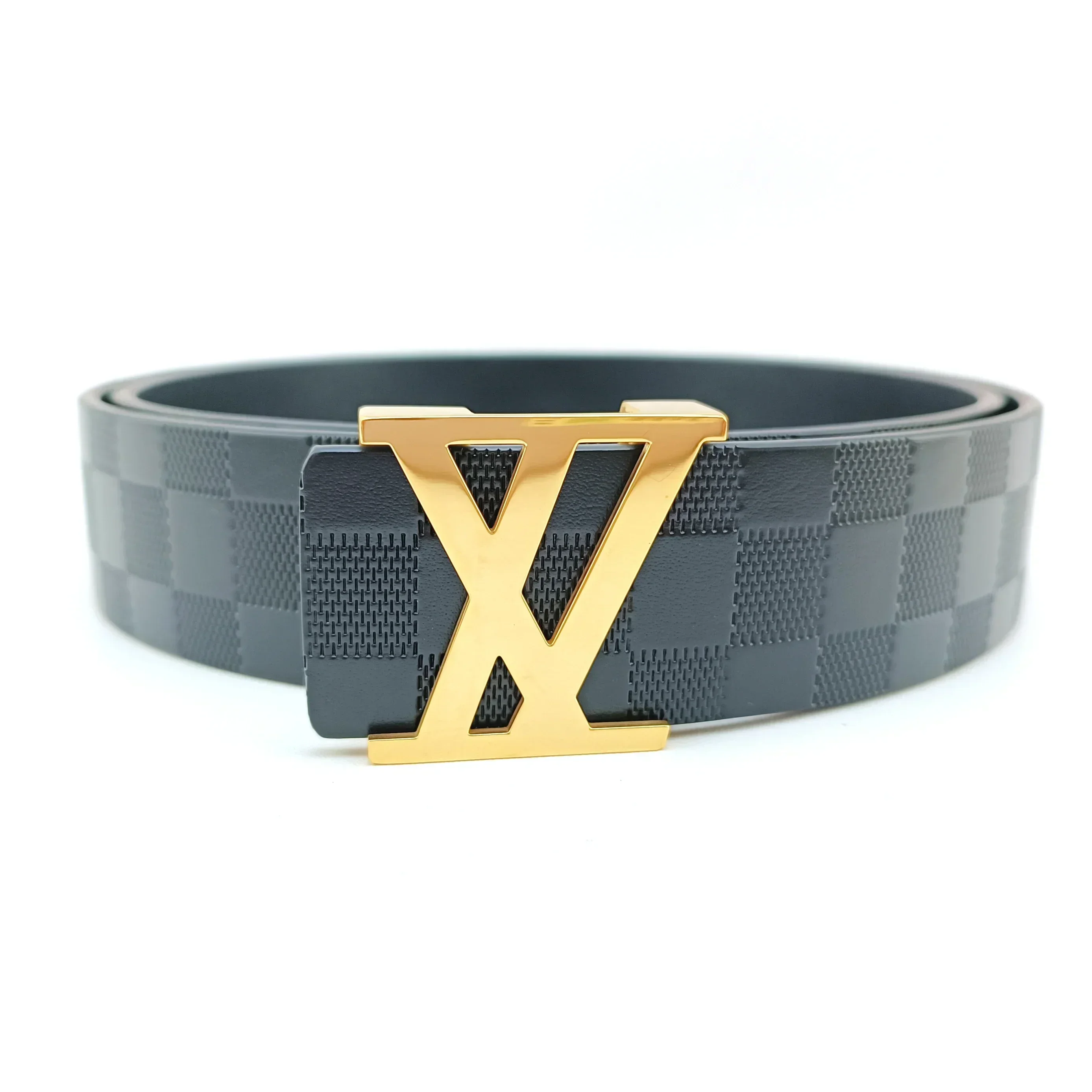 2024 New Men's Young Fashion Belt Men, Casual Trend Smooth Buckle Letter Belt Plaid