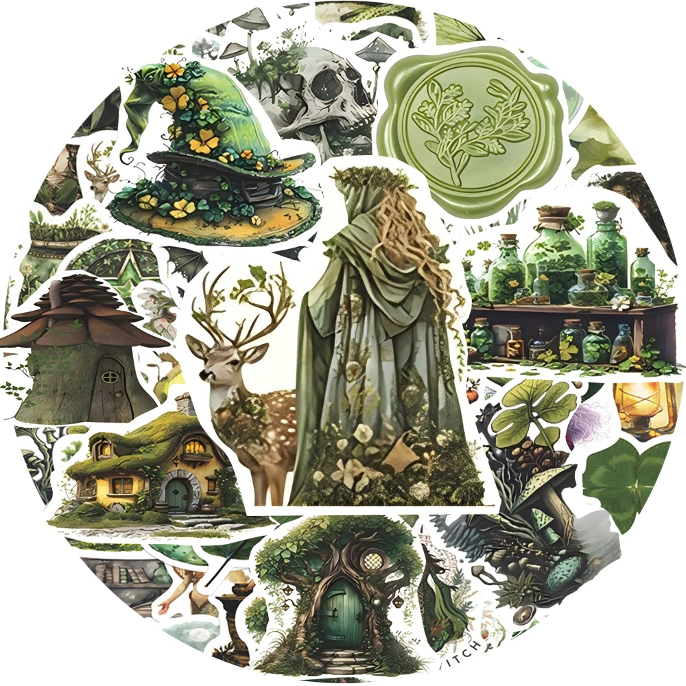 10/30/50 Uds. Pegatinas de grafiti de bruja mágica de bosque de dibujos animados pegatinas góticas geniales impermeables DIY guitarra motocicleta Phnoe pegatina de juguete para niños