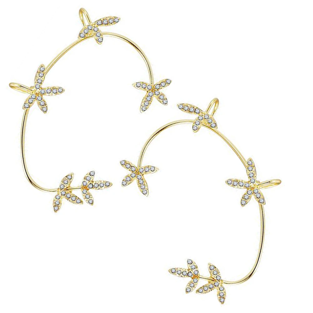 2pcs Rhinestone Bone Clip Delicate Non Piercing Cuff For Women Creative Jewelry Gift Cosplay Ear Decor Elegant Accessory Clip On