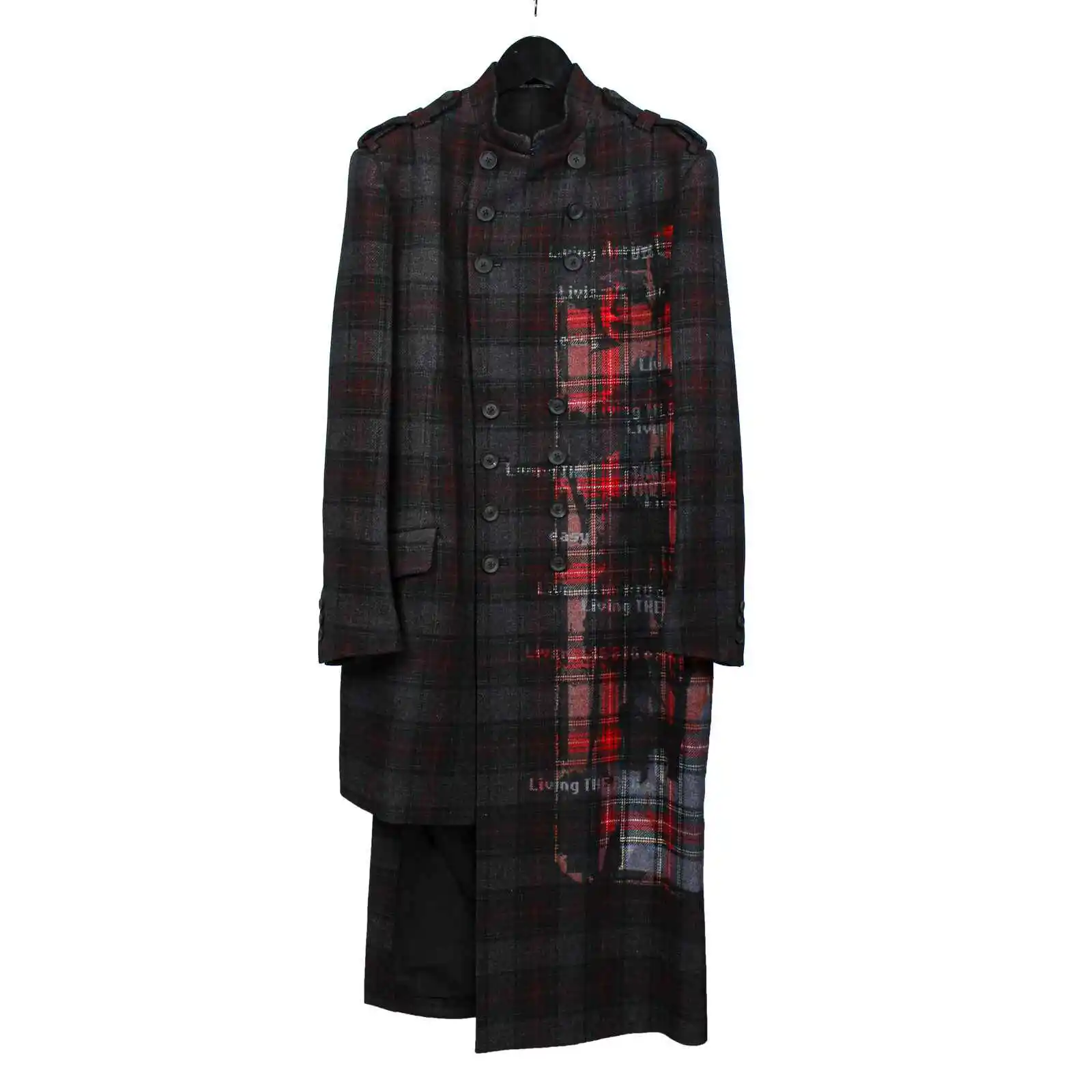 

TOP-YAMAMOTO woolen coat, a mid-length men's coat with thickened British style and loose check for autumn and winter