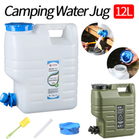 12L Water Storage Container Leak-Proof Drinking Water Bucket with Faucet Large Capacity Outdoor Camping Drinking Water Jug