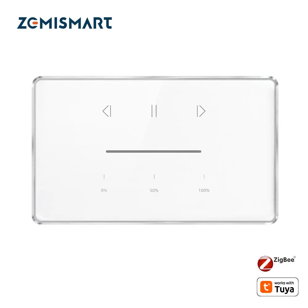 Zemismart Zigbee US Curtain Switch Work with Tuya for Roller Shade Motor Shutter Switch With Percentage Control Alexa Google