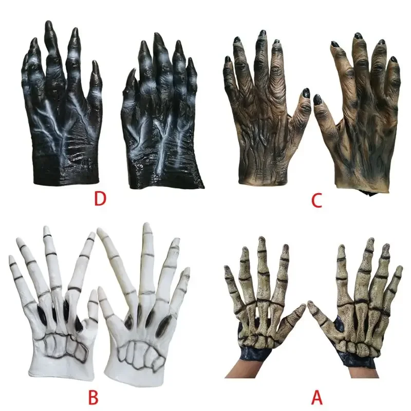 Unisex Gothic Punk Dragon Claw Gloves, Long Finger Nail, Faux Leather Mittens, Halloween Cosplay Costume, Metal Studded