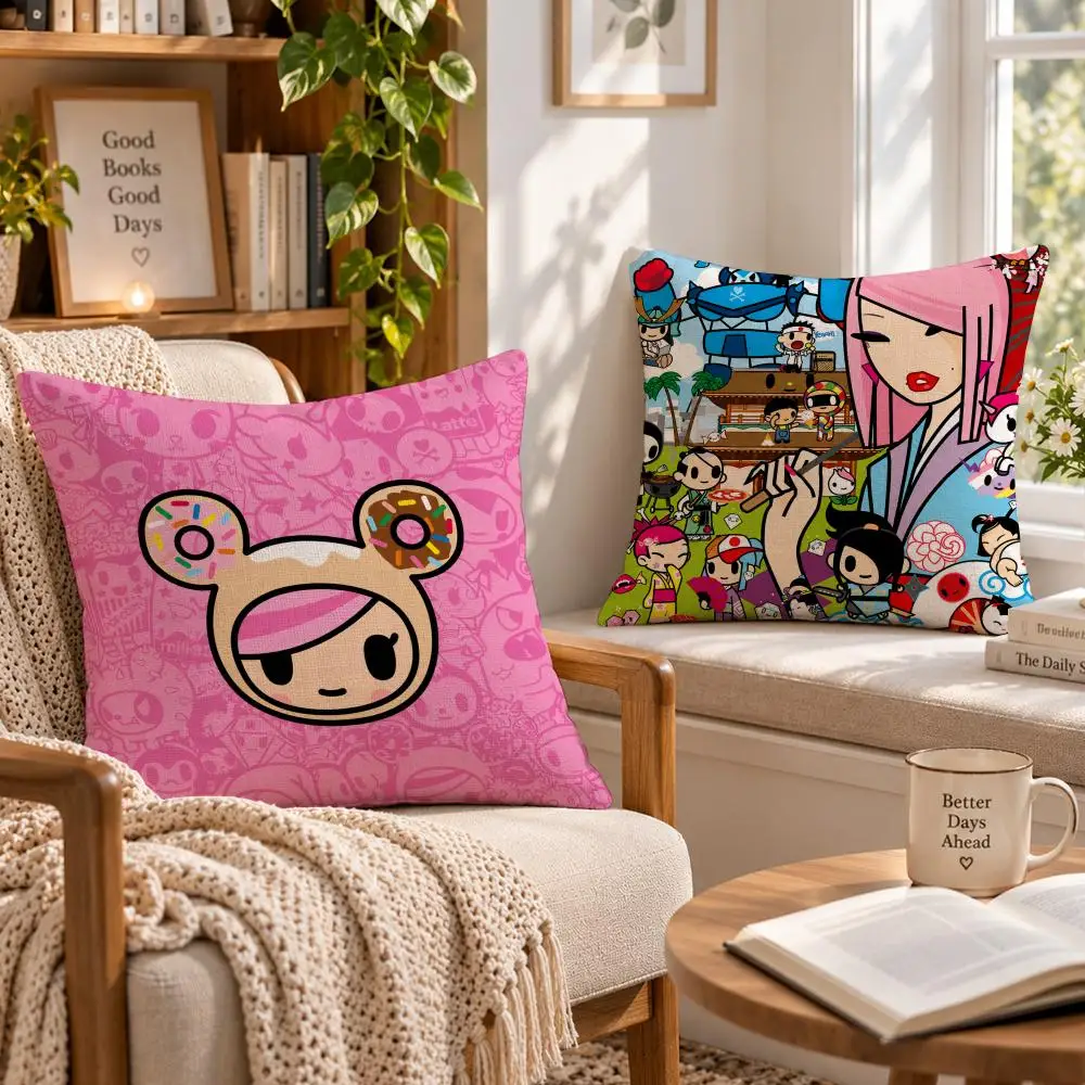 Brand Cute T-Tokidoki Cushion Cover Soft Short Cover Washable Sofa Bed Dorm Garden Home Office Chair Decor