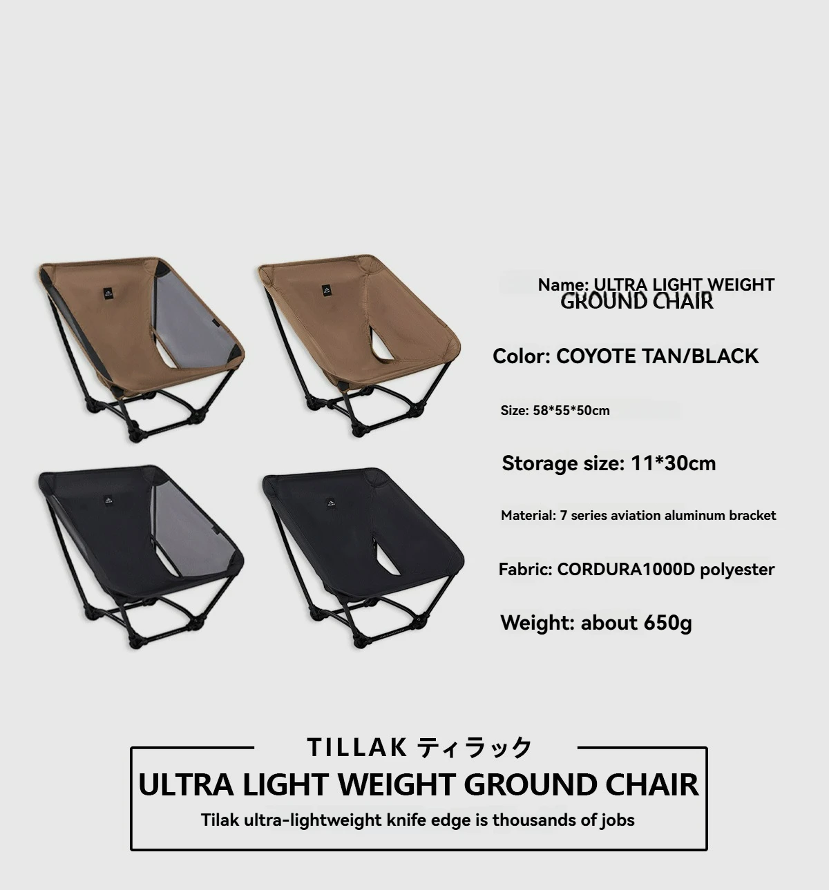 Ultralight Aircraft-grade Aluminum Folding Chair Compact Backpacking Seat for Mountaineering Hiking and Trekking Trips