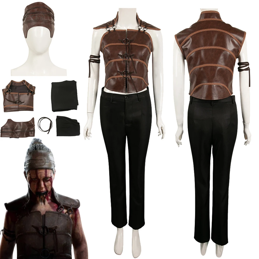 

Game Hell Cosplay Blade Cosplay Senua Fantasia Costume Disguise For Girls Women Adult Brown Set Halloween Carnival Party Suit