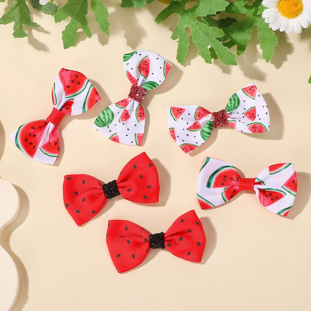 20 pz colore Casuale Carino Anguria Stampato Archi Clip di Capelli Per I Bambini Ragazze Nastro Bowknot Forcelle Barrettes Accessori Per Capelli