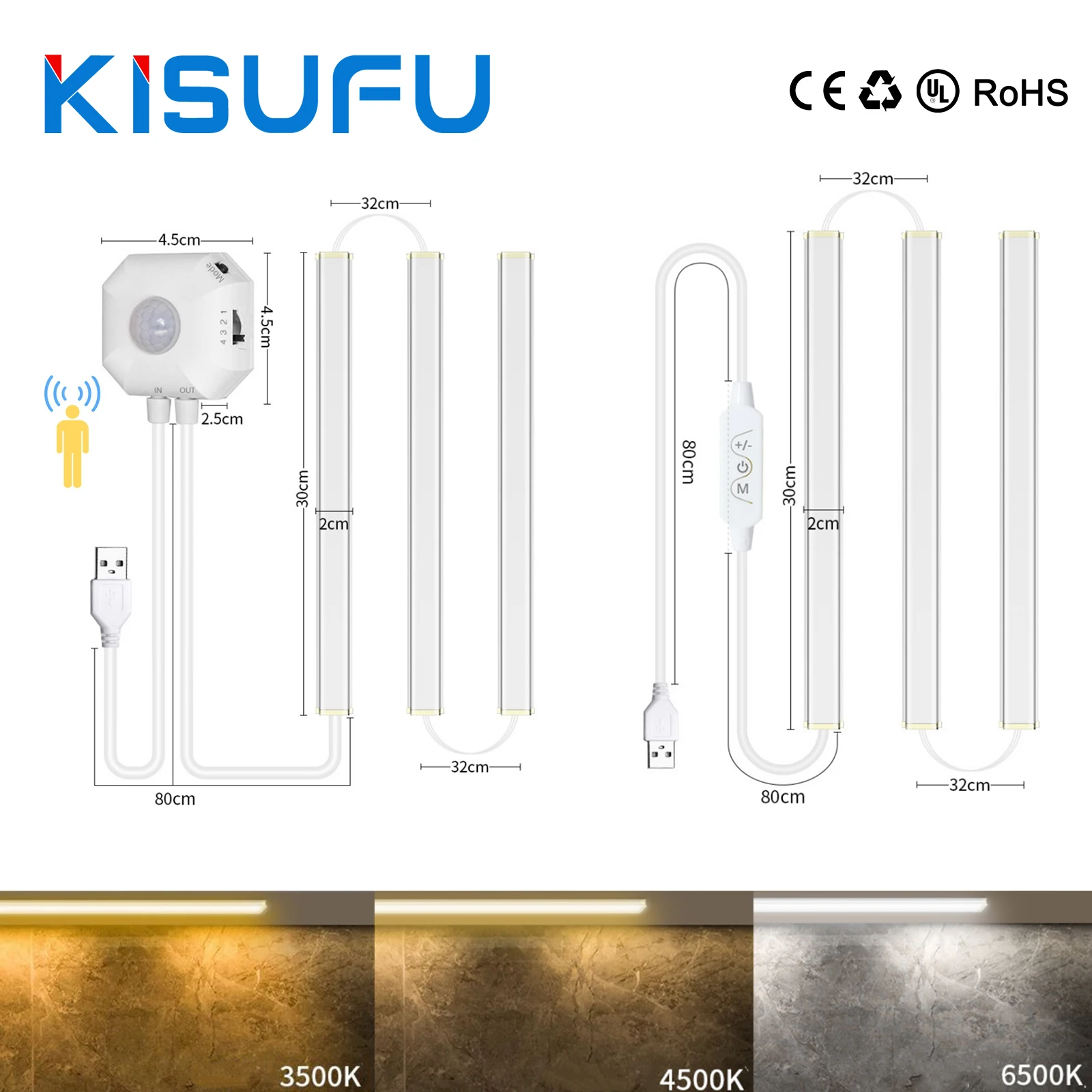 

Dimmable Smart LED Cabinet Light PIR Motion Sensor USB Rechargeable 6IN1 CCT Night Light Bluetooth App Remote Kit Home Decor