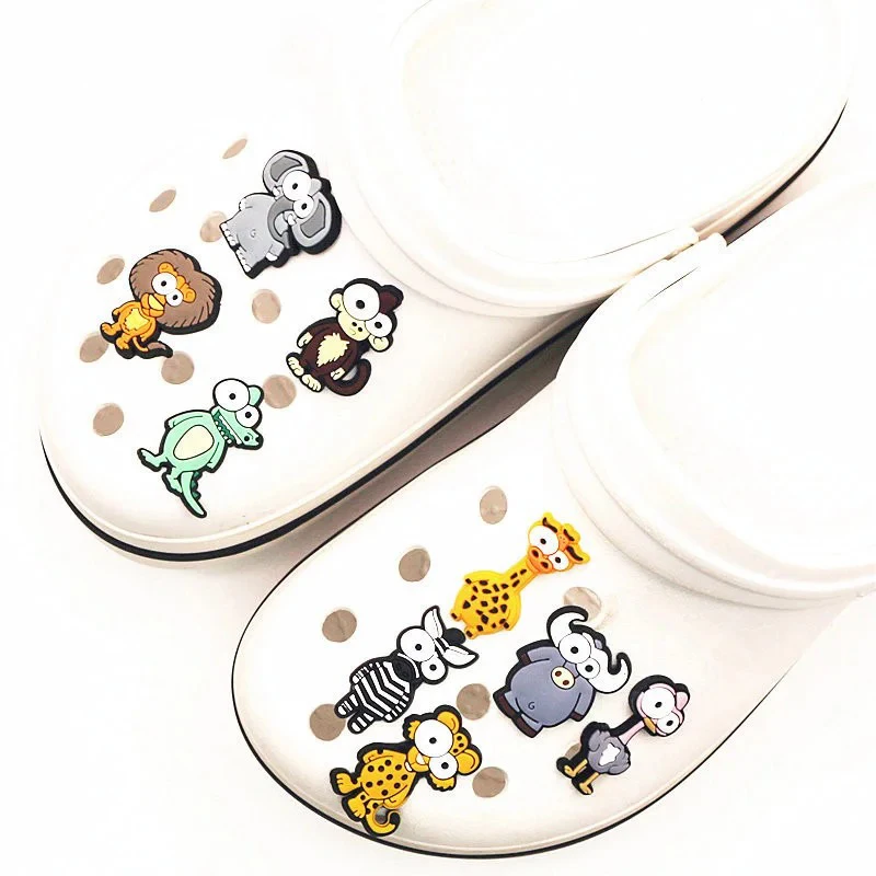 

1 Pc Shoe Charms Accessories Pvc Cute Cartoon Big Eyed Animals Decorations Slipper Ornament New Year Holiday Gift