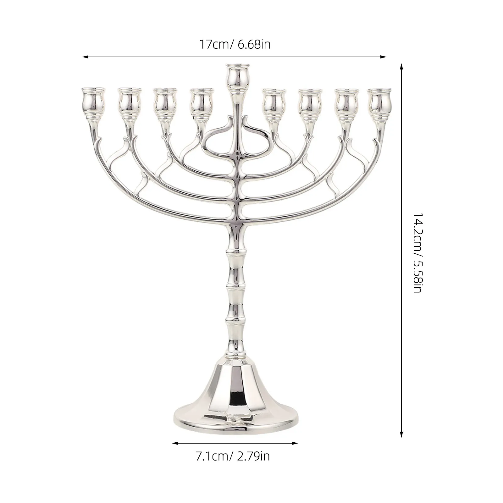 Hanukkah Menorah Holder 9 Branch Jewish Candlestick Decorative Judaica for Festival Holiday Party Light Chanukah