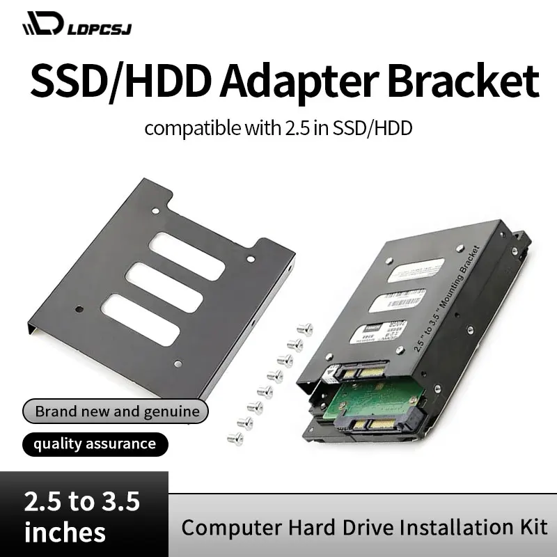 

LDPCSJ Металлический кронштейн адаптера SSD/HDD от 2,5 до 3,5 дюйма с SATA для корпуса ПК и мобильного использования - Монтажный комплект портативного жесткого диска
