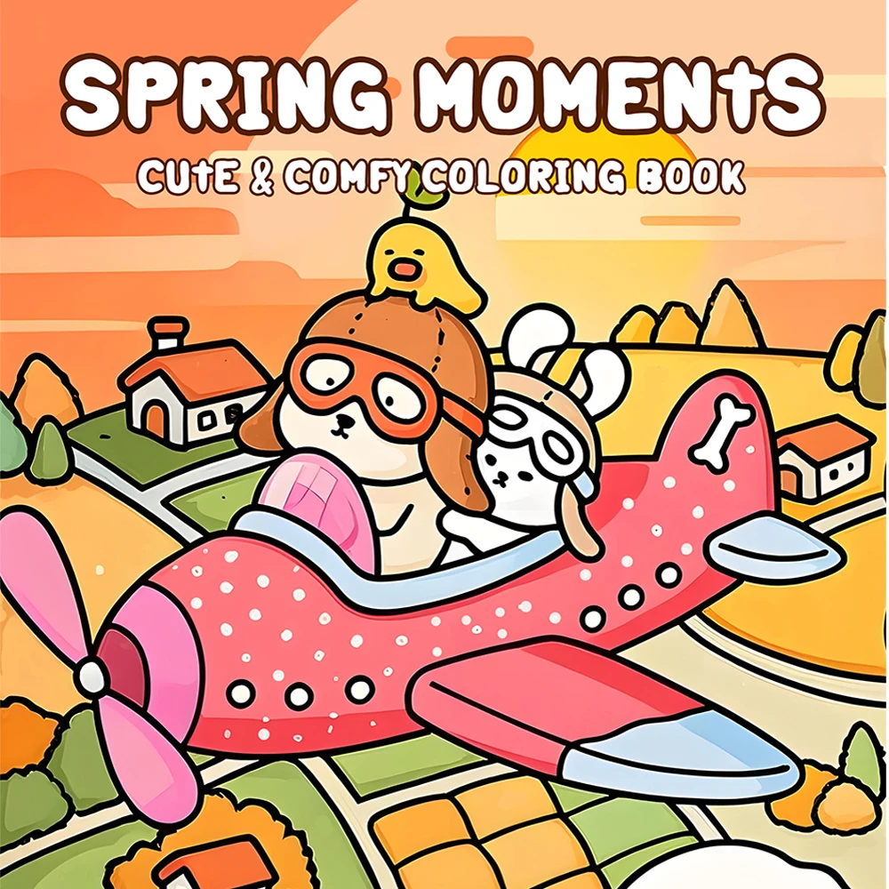 SPRING MOMENTS Coloring Book for Adults Featuring Cartoon Bold-easy Patterns for Relaxation Teens DIY Painting Drawing Books