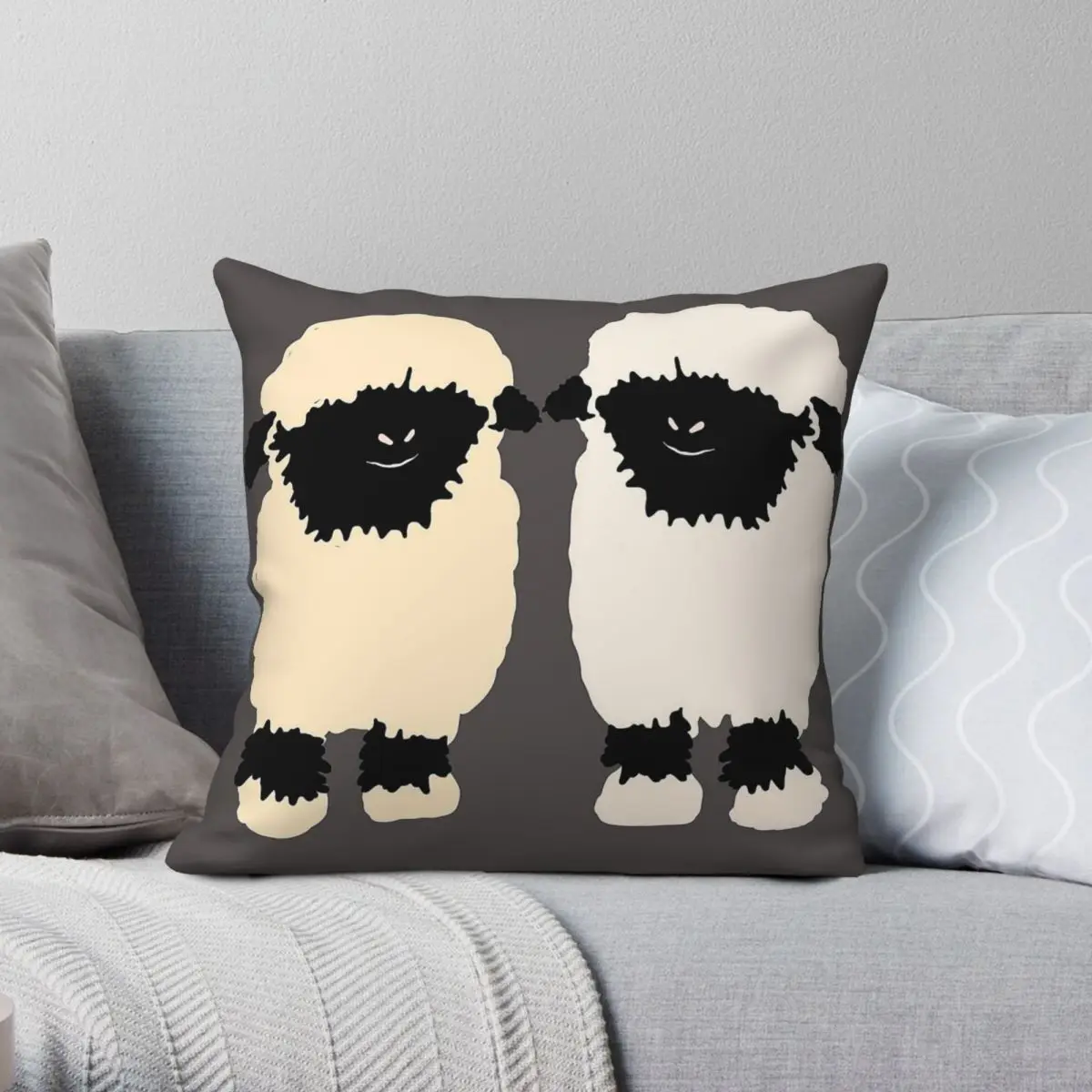 Valais Blacknose الأغنام الأصدقاء ساحة المخدة البوليستر الكتان المخملية الإبداعية كسوة وسائد للزينة غطاء وسادة السيارة 45x45