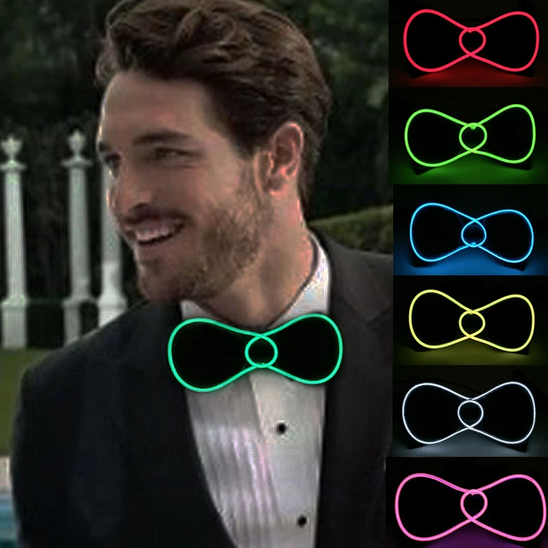 1 pc Men Women Bow Tie Novelty LED Neck Tie Luminous EL Neon Light Bow Tie Costumes Clothes Bow Tie Glowing In Dark Night