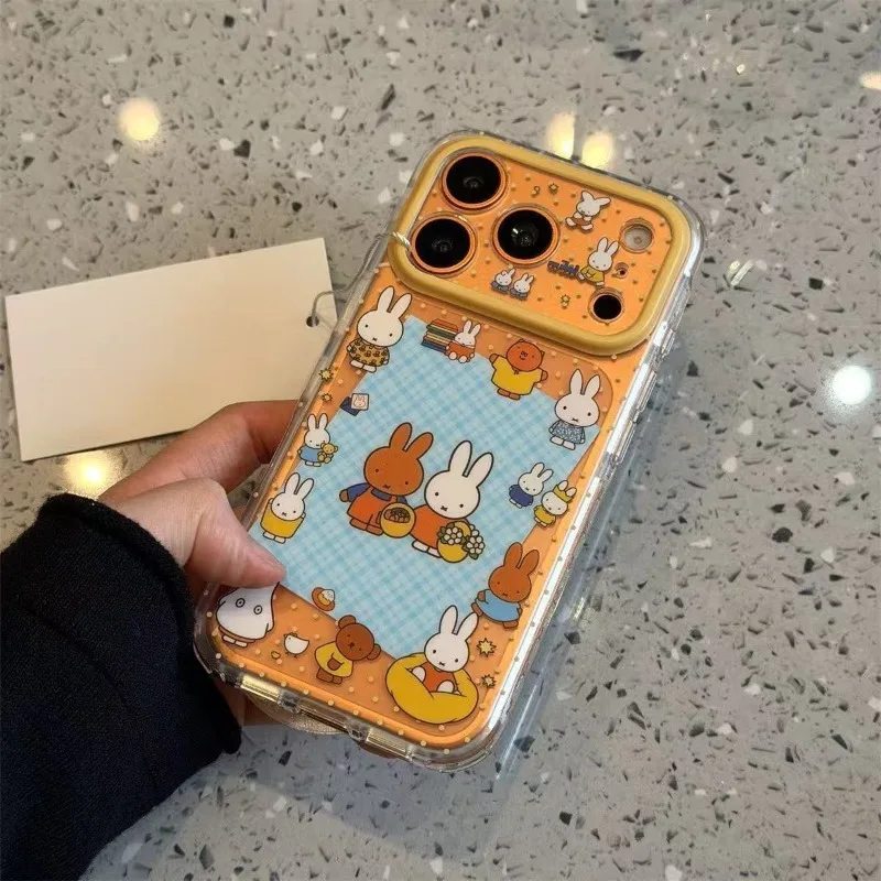 Cartoon Kawaii Miffy Phone Case Applicable To Apple 18Promax Transparent All-inclusive Style Scratch Prevention Fine Workmanship