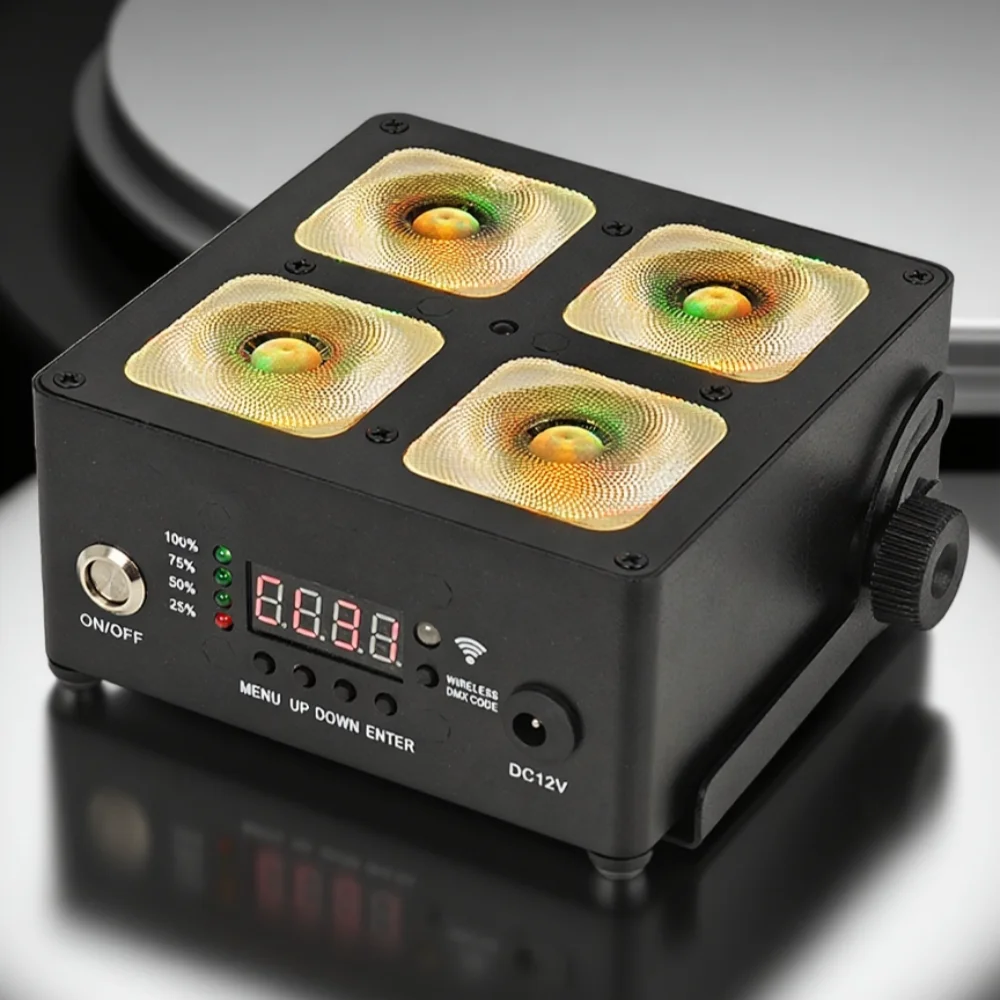 4Pcs / Rechargeable Stage Light 4x 18w RGBWA UV 6in1 Led Battery Par Light With remote control, 2.4G wireless DMX, APP control