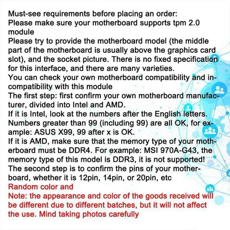 رقاقة وحدة الأمان TPM 2.0 MSI SPI LPC تدعم اللوحات الأم متعددة العلامات التجارية 12 14 18 20 Pins لـ GIGABYTE ASUS Asrock