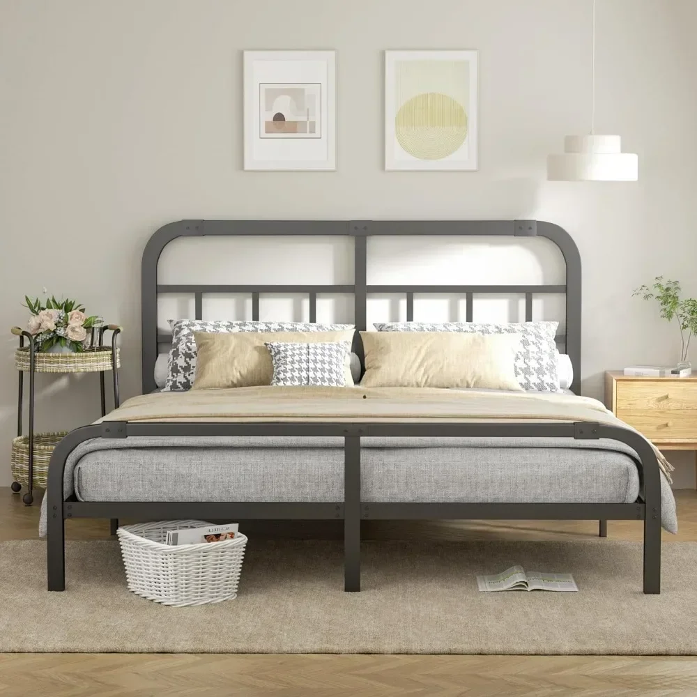 King Size Bed Frame with Headboard and Frames  Foundation Quiet and 14 Inch King Bed