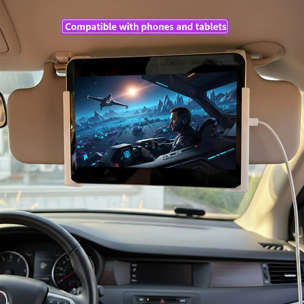 Suporte Universal para Tablet e Celular para Quebra-Sol de Carro, Clipe de Plástico para Telas Dobráveis, iPad, GPS e Navegação - Conjunto de Peças