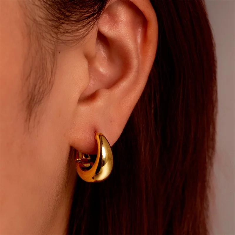GANPUP 316L Edelstahl, stilvolle, einzigartige ovale Tropfenohrringe, kreatives Metall, goldfarben, wasserdicht, Ohrstecker, Schmuck für Frauen – Detail 1