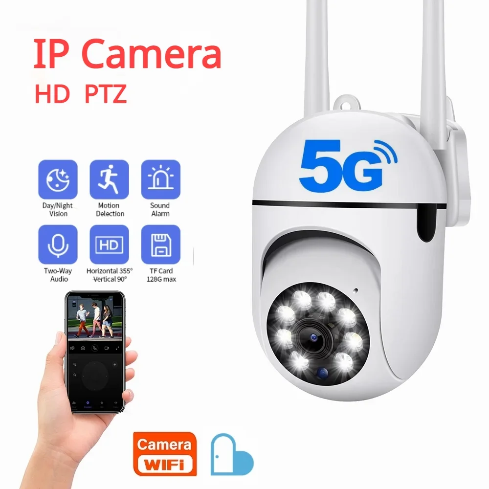 

5G PTZ IP Camera 1080P HD WiFi Surveillance Cameras 2MP Full Color Night Vision Security Camera 4x Digital Zoom Wireless Camera