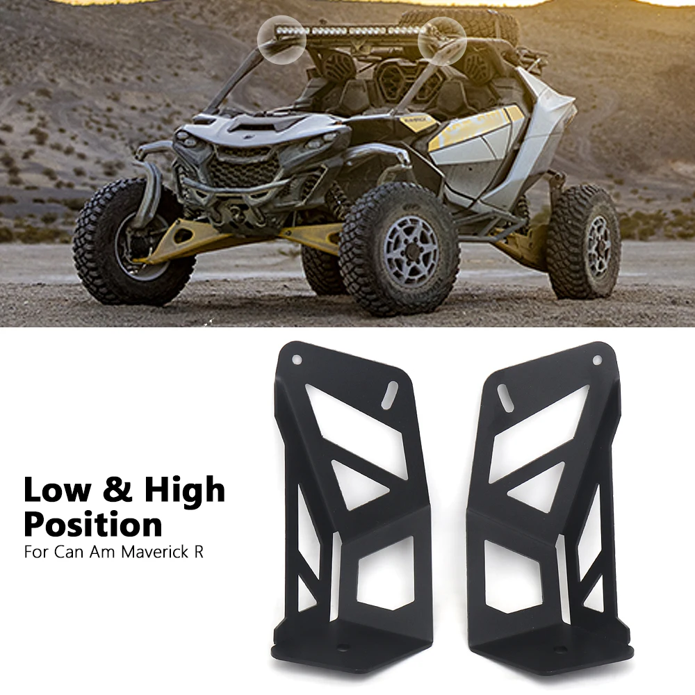 For CAN-AM MAVERICK R For Can-Am Maverick R 2024 UTV Front Light Mount Kit Low & High Position Black Bracket