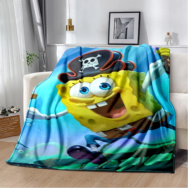 Funny S-SpongeBob Patrick Star Cartoon Flannel Blanket Soft Warm Throw Blanket for Bedroom Living Room Bed Camping Picnic Kids