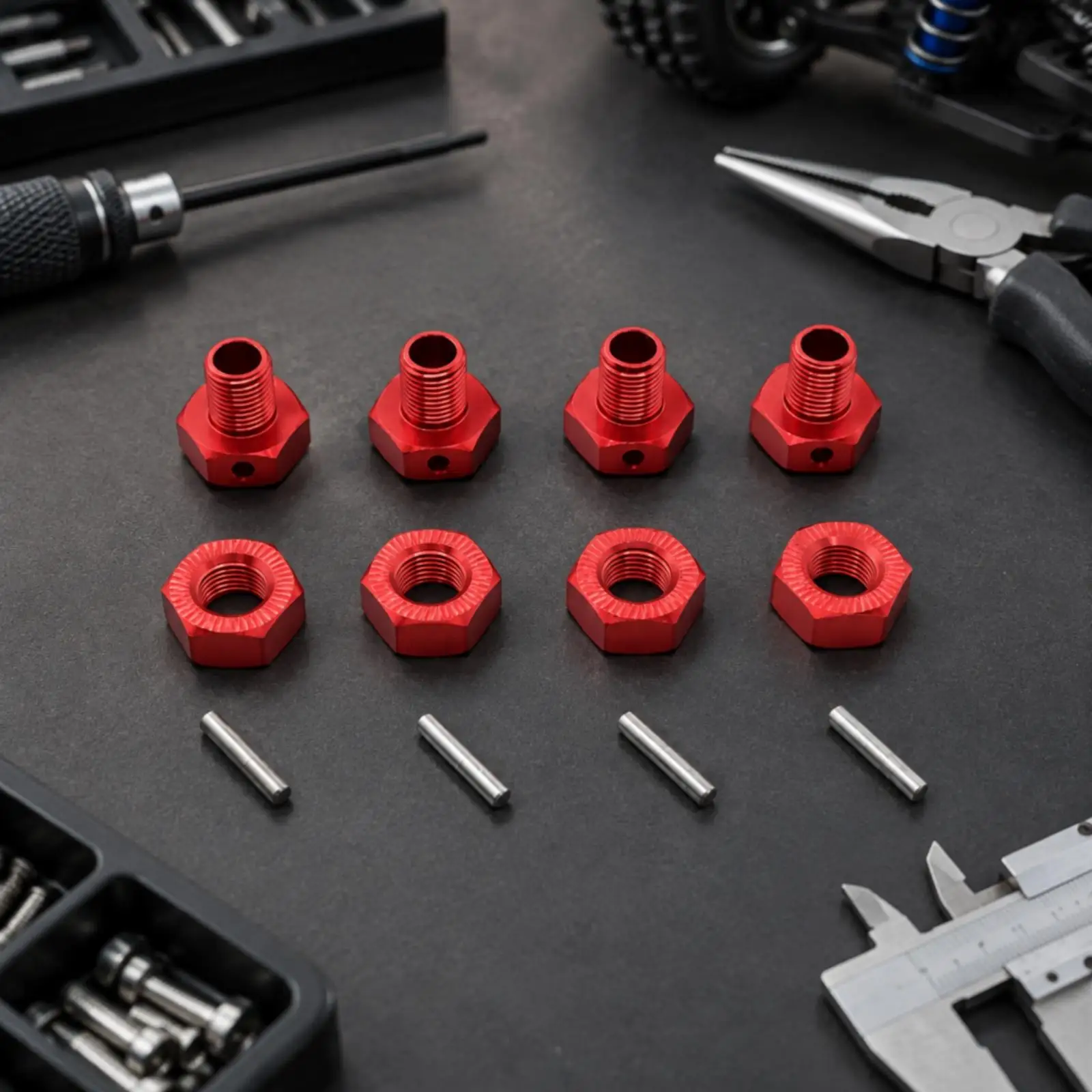 4 Pieces 17 Mm Wheel Adapter Sturdy Metal Wheel Adapter with Nut and Pin Secure Secure to Install