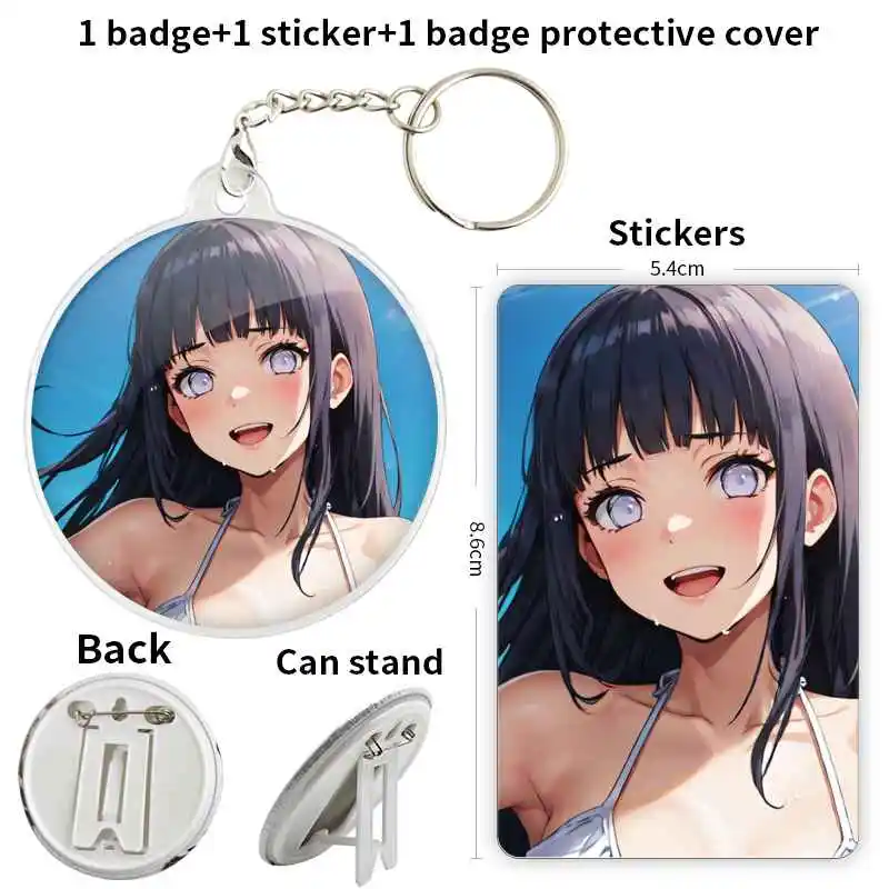 Hinata Hyuga Anime Character Badge Brooch anchor Peripherals Pin Children's gift Commemorative School bag Customize Accessories