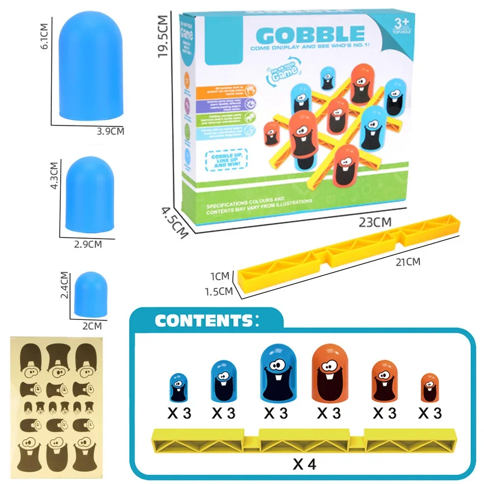 Tic Tac Toe Cartoon Thinking Training Gobblet Gobblers Indoor Board Game Big Eat Small Strategy Game Educational Toy for Kids