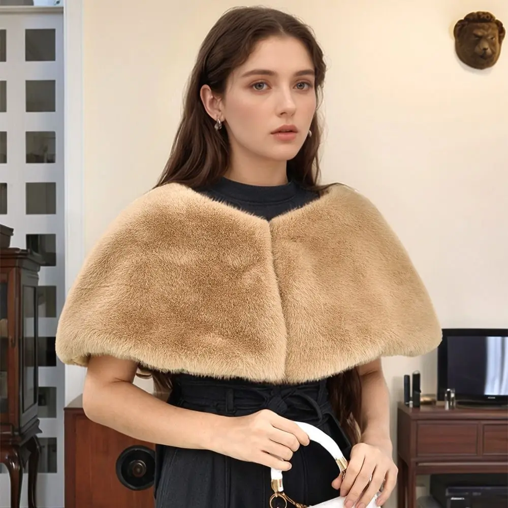 Fashion Faux Rabbit Fur Imitation Mink Fur Scarf Thicken Long Plush Scarf Neck Warmer Warm Fur Plush Cloak Outdoor