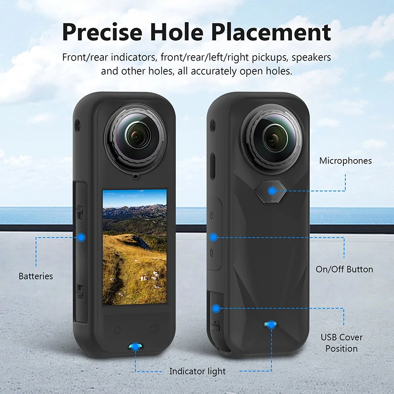 Conjunto de proteção de lente e capa corporal para Insta360 X5 - Silicone, 2 unidades em um pacote