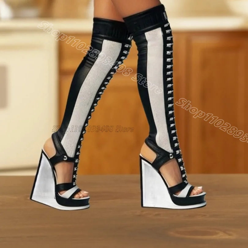 

Bicolor Wedges Heels Sandal Boots Personality Open Toe British Style Women Summer Dress Party Sandals 2026 Zapatos Para Mujere