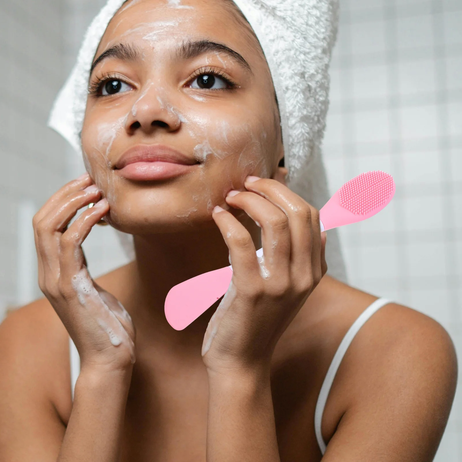 3-delige siliconen gezichtsreiniger, draagbare lichtgewicht gezichtswasborstel met zachte haren, niet-irriterende huidverzorgingstool, mintgroen