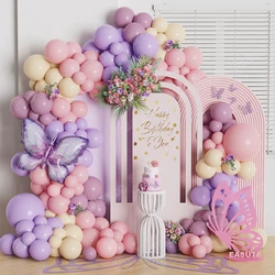 105/109pcs Macaron Pink Purple Butterfly Balloons Garland Arch Kit Butterfly Birthday Party Baby Shower Wedding Decor Globos