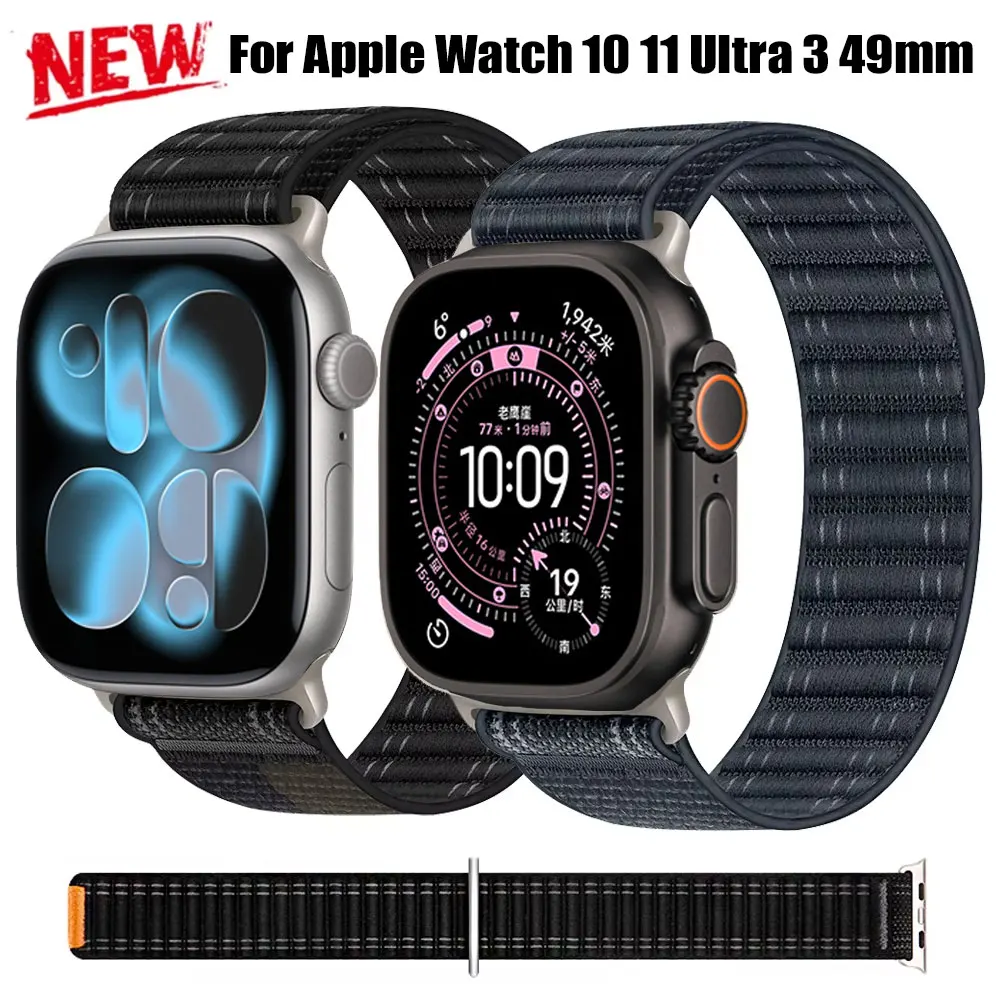 Nylonarmband für Apple Watch 10 11 46 mm 42 mm Webarmband für Iwatch Serie 10 9 8 44/40/38 Ultra 3 49 mm Smartwatch-Zubehör