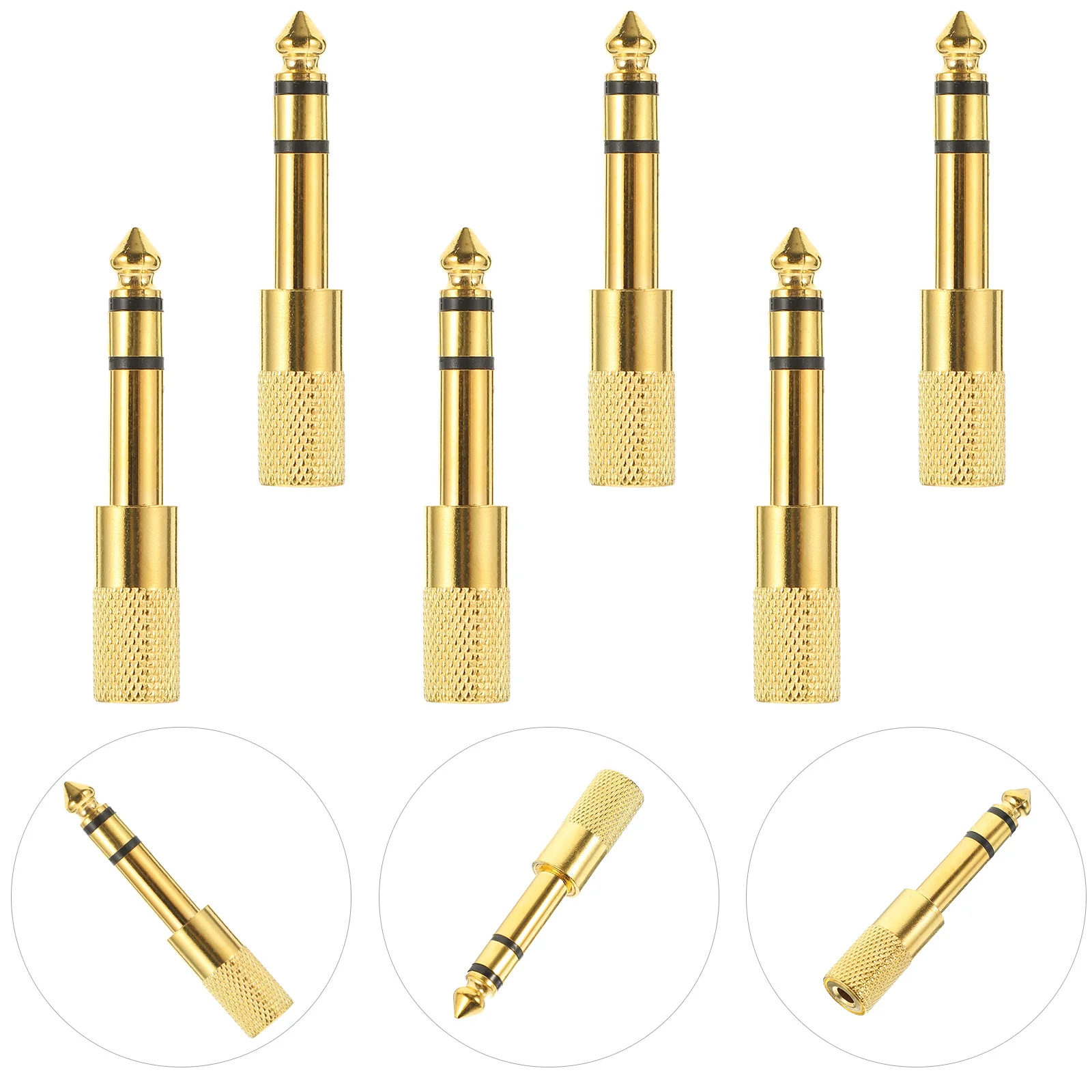 

6Pcs Audio Adapter Headphone Jack Adapter Grip Tread Easy Plugging 6.35mm Male to 3.5mm Female for Headphones Microphones Audio