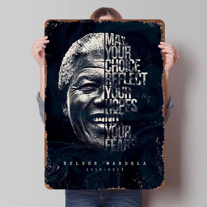 Best Nelson Mandela Quotes Tin Poster Customized Retro Wall Art Vintage Metal Signs for Room Bedroom Decoration Gaming Wand Deko