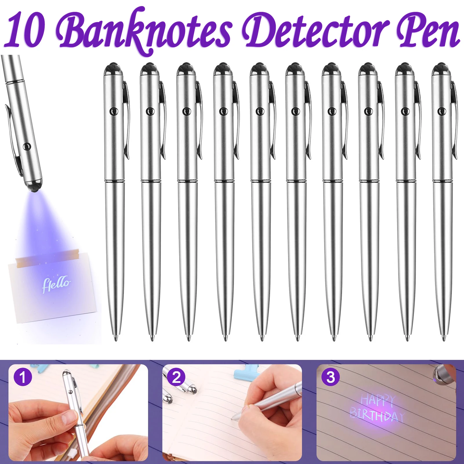 10Pcs Portable Banknotes Detector Pen Counterfeit Fake Forged Money Bank Note Checker Detector Tester