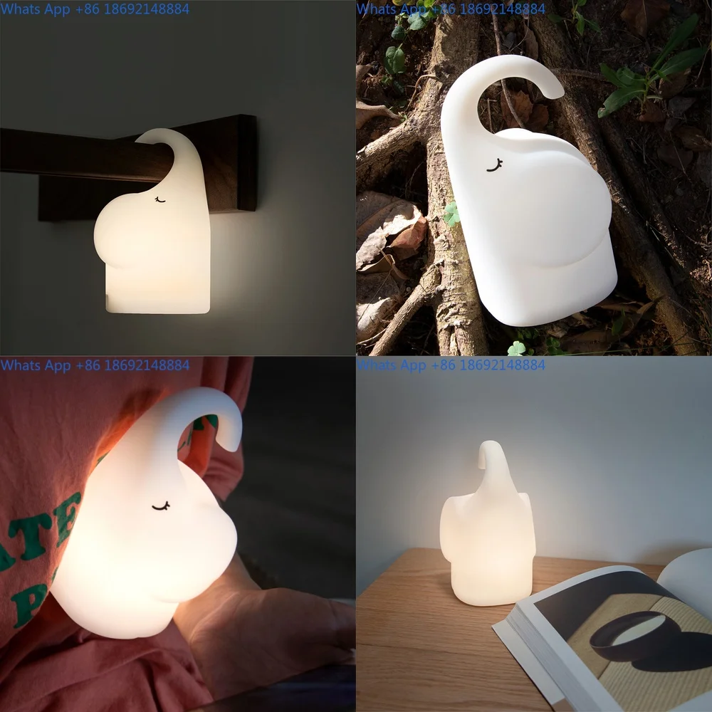 

Creative Elephant Tap Light Silicone Rechargeable Bedside Lamp for Bedroom