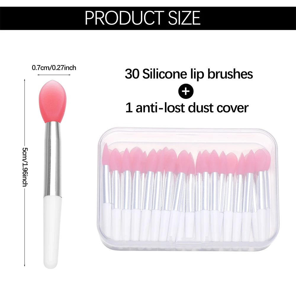 30 Pieces Creative Silicone Lip Brush with 1 Lip Film Brush Dust-proof Cover Applicator Cosmetic Lipstick Brush Set