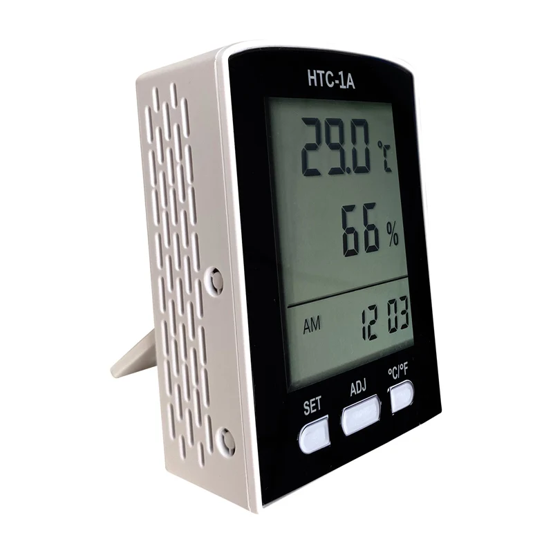 New 5 in 1 HTC-1A LCD Electronic Digital Temperature and humidity meter with time Thermometer Hygrometer Indoor Outdoor Weather